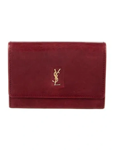 Pre-owned Saint Laurent Leather Continental Wallet In Red