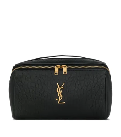 Saint Laurent Leather Cosmetics Pouch In Black