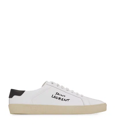 SAINT LAURENT LEATHER COURT CLASSIC LOW-TOP SNEAKERS