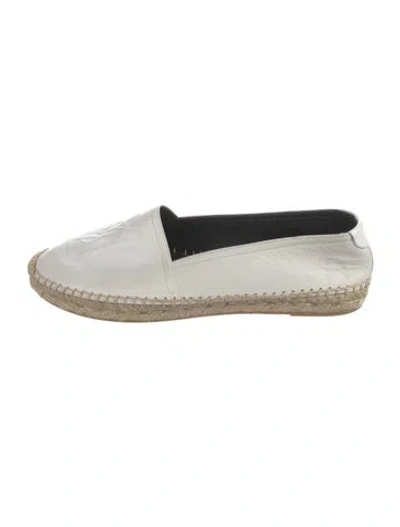Pre-owned Saint Laurent Leather Crochet Trim Espadrilles In White