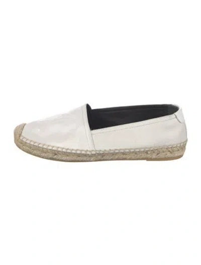 Pre-owned Saint Laurent Leather Crochet Trim Espadrilles In White