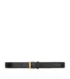 Saint Laurent Leather Crocodile-embossed Belt In Black