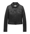 Saint Laurent Leather Cropped Jacket In Black