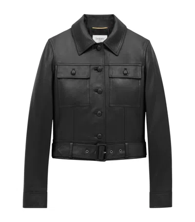 SAINT LAURENT LEATHER CROPPED JACKET