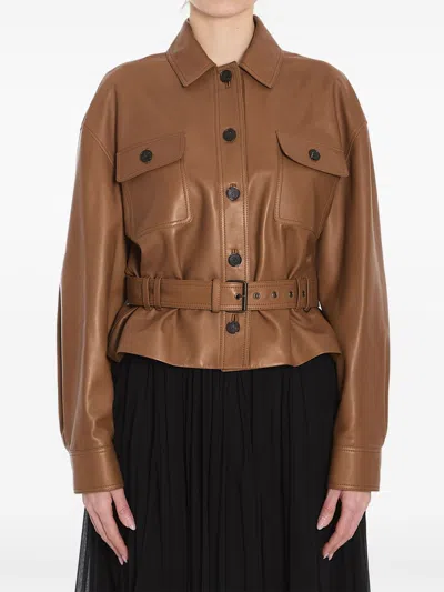 SAINT LAURENT LEATHER CROPPED JACKET