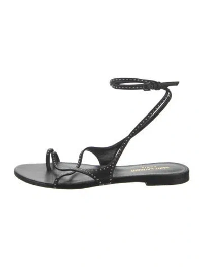 Pre-owned Saint Laurent Leather Crystal Embellishments Gladiator Sandals In Black