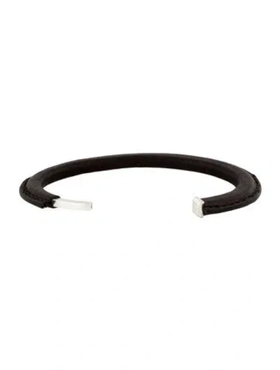 Pre-owned Saint Laurent Leather Cuff Bracelet, 6.5" In Brown