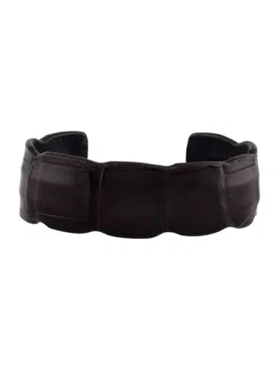 Pre-owned Saint Laurent Leather Cuff Bracelet, 7" In Multi
