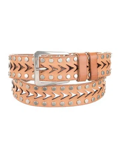 Pre-owned Saint Laurent Leather Cutout Accent Belt In Neutrals