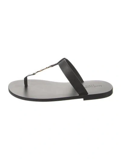 Pre-owned Saint Laurent Leather Cutout Accent Slippers In White