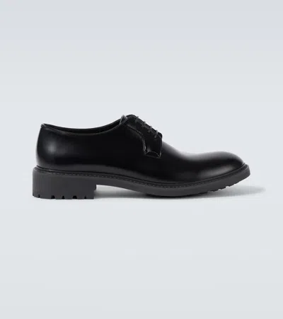 Saint Laurent Leather Derby Shoes In Noir