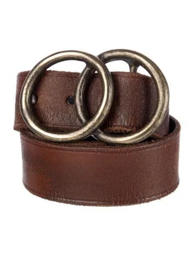 Pre-owned Saint Laurent Leather Distressed Accents Belt In Brown