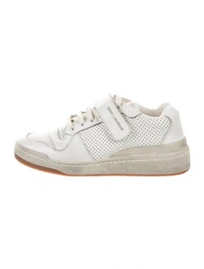 Pre-owned Saint Laurent Leather Distressed Accents Sneakers In White