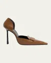 Saint Laurent Leather D'orsay Loafer Pumps In Macadamia