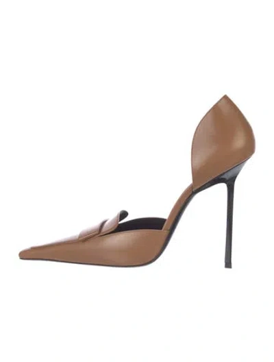 Pre-owned Saint Laurent Leather D'orsay Pumps In Brown