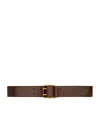 Saint Laurent Leather Double-pin Belt In Sand