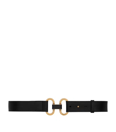 Saint Laurent Leather Double Ring Belt In Black