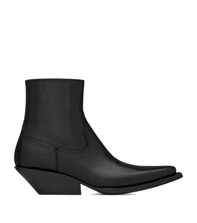 Saint Laurent Leather Dylan Ankle Boots 55 In Black