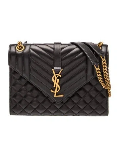 Pre-owned Saint Laurent Leather Envelope 2023 In Black