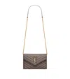Saint Laurent Leather Envelope Chain Wallet In Gold