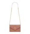 Saint Laurent Leather Envelope Chain Wallet In Pink