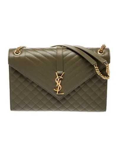 Pre-owned Saint Laurent Leather Envelope In Green