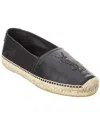 Saint Laurent Black Leather Monogram Espadrilles In Multi
