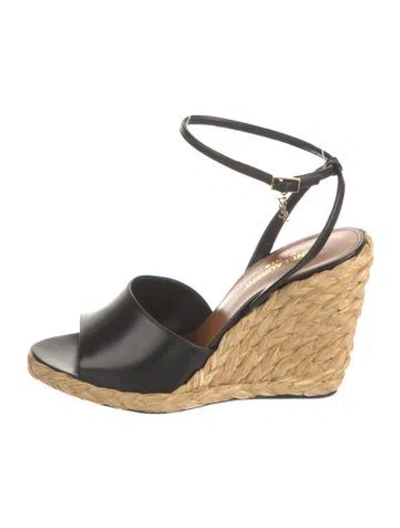 Pre-owned Saint Laurent Leather Espadrilles In Black