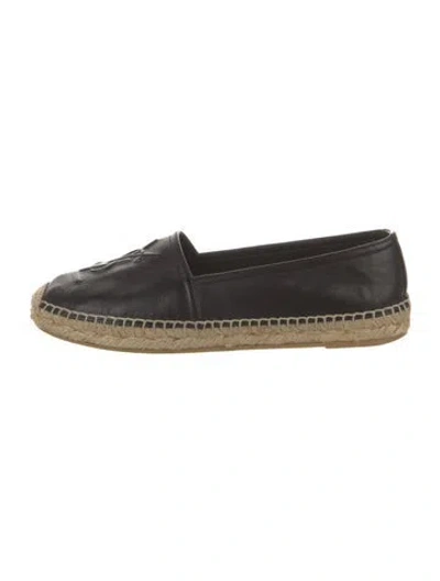 Pre-owned Saint Laurent Leather Espadrilles In Black
