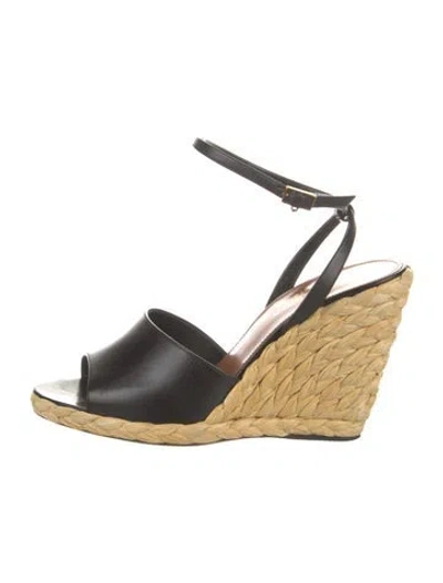 Pre-owned Saint Laurent Leather Espadrilles In Black