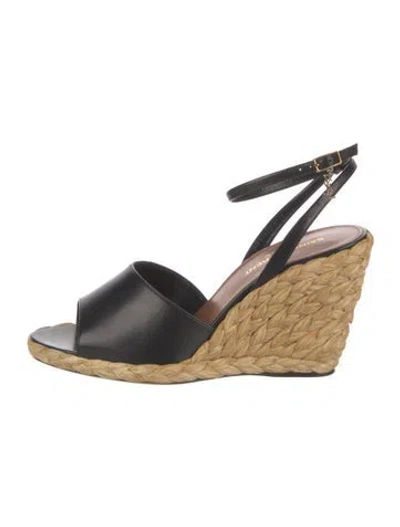 Pre-owned Saint Laurent Leather Espadrilles In Black