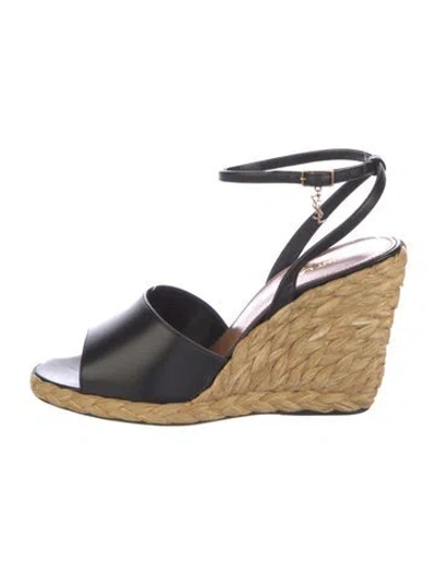 Pre-owned Saint Laurent Leather Espadrilles In Black