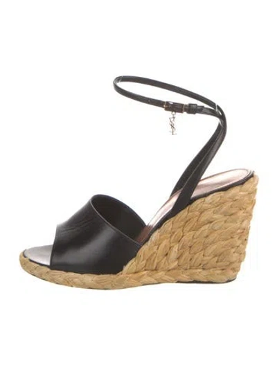 Pre-owned Saint Laurent Leather Espadrilles In Black