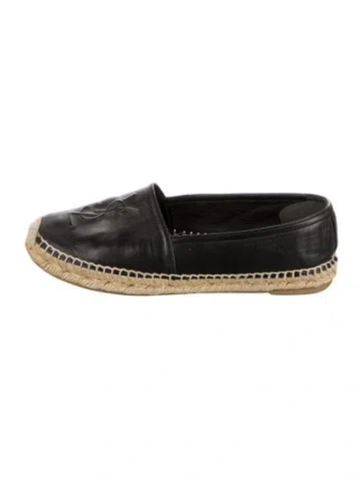 Pre-owned Saint Laurent Leather Espadrilles In Black