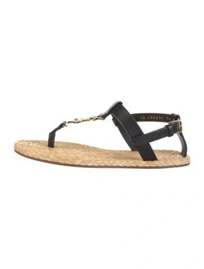 Pre-owned Saint Laurent Leather Espadrilles In Black
