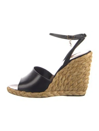 Pre-owned Saint Laurent Leather Espadrilles In Black