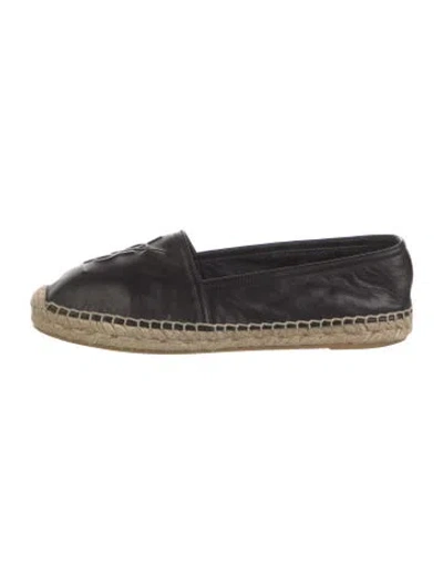 Pre-owned Saint Laurent Leather Espadrilles In Black