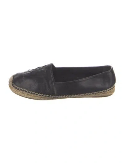 Pre-owned Saint Laurent Leather Espadrilles In Black