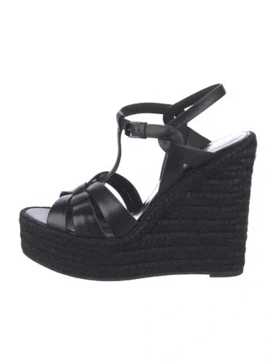 Pre-owned Saint Laurent Leather Espadrilles In Black