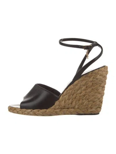 Pre-owned Saint Laurent Leather Espadrilles In Black