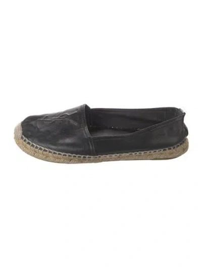 Pre-owned Saint Laurent Leather Espadrilles In Black