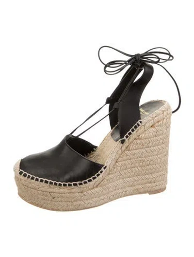 Pre-owned Saint Laurent Leather Espadrilles In Black