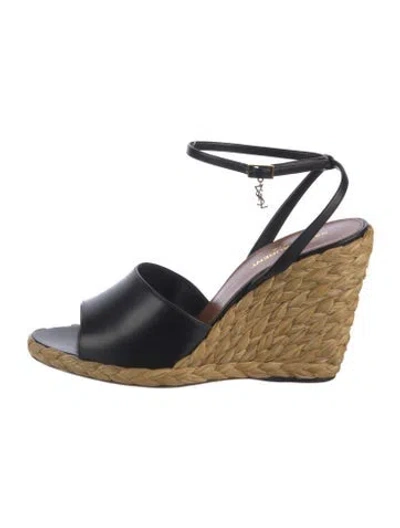 Pre-owned Saint Laurent Leather Espadrilles In Black