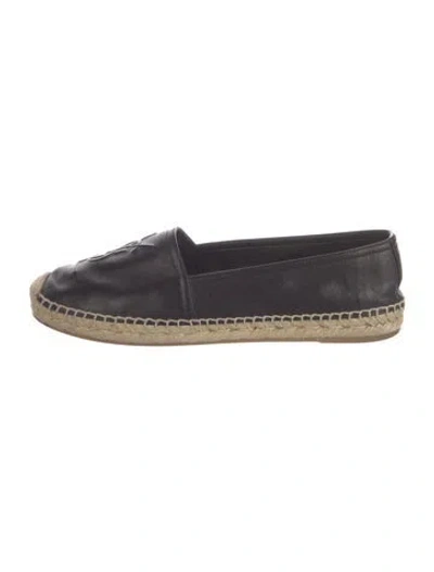 Pre-owned Saint Laurent Leather Espadrilles In Black