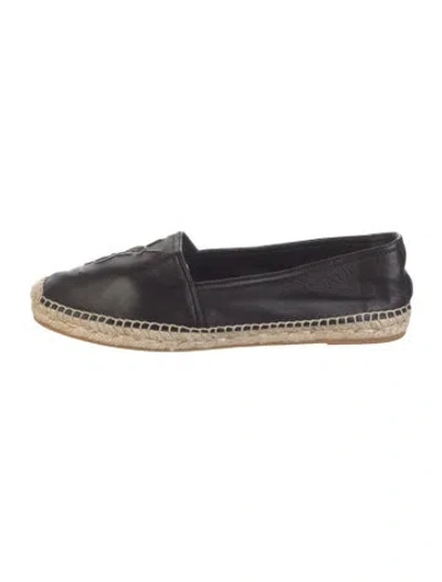 Pre-owned Saint Laurent Leather Espadrilles In Black
