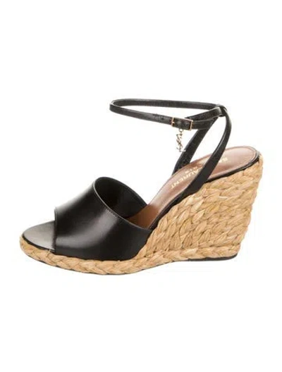Pre-owned Saint Laurent Leather Espadrilles In Black