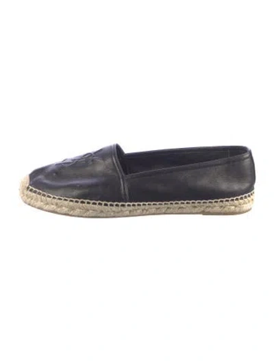 Pre-owned Saint Laurent Leather Espadrilles In Black