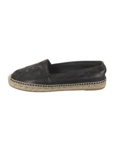 Pre-owned Saint Laurent Leather Espadrilles In Black