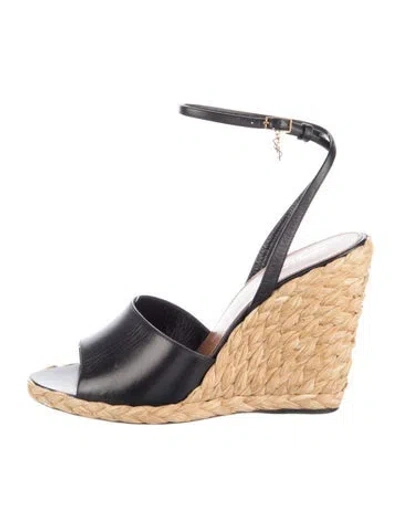 Pre-owned Saint Laurent Leather Espadrilles In Black