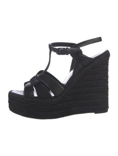 Pre-owned Saint Laurent Leather Espadrilles In Black